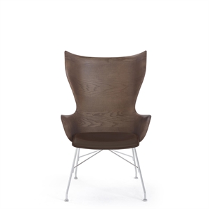 Poltrona Kartell K/Wood Cromo/ Frassino Scuro con Seduta in Pelle