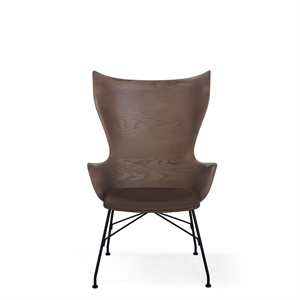 Poltrona Kartell K/Wood Nero/Frassino Scuro con Seduta in Pelle