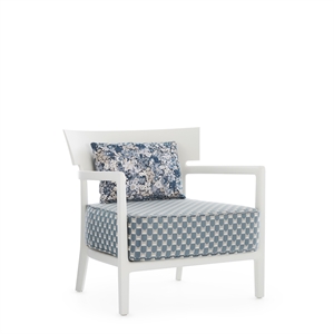 Poltrona da Esterno Kartell CARA MAT Liberty Obi Check, Bianco/ Blu