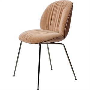 Sedia da Pranzo Morbida Gubi Beetle , Cromo Nero/ Noce Americano/pelle Scamosciata speciale/Dedar 132