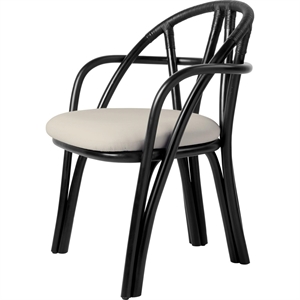 Sedia da Pranzo Gubi Bistra con Braccioli in Rattan Verniciato Ebano/fustagno Limonta 001