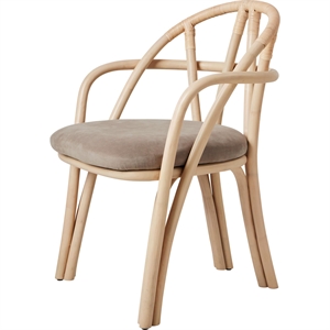 Sedia da Pranzo Gubi Bistra con Braccioli in Rattan Laccato Naturale/fustagno Limonta 002