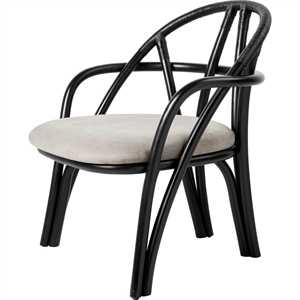 Gubi Bistra Poltrona Rattan Verniciato Ebano/Fustagno Limonta 001