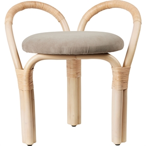 Gubi Bistra Sgabello Rattan Laccato Naturale/Fustagno Limonta 002
