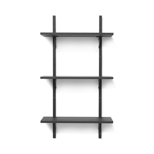 Ferm Living Sector Mensola Tripla Stretta Nero Nero/ Nero Ottone