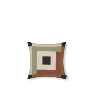 Ferm Living Cuscino Patchwork con Bordo Salvia Scuro/ Granata