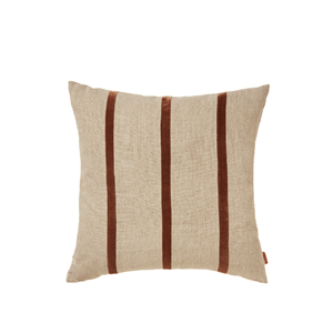 Ferm Living Senti Striped Cuscino Lino/Carruba Marrone