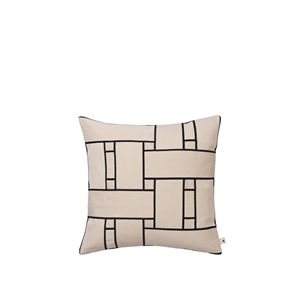 Cuscino offset a traliccio Ferm Living Bianco Sporco/ Nero