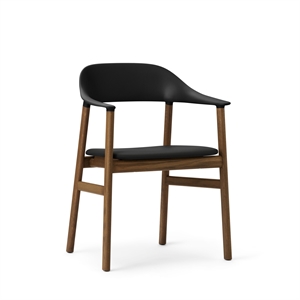 Normann Copenhagen Herit Sedia da Pranzo con Braccioli Rivestita in Pelle Rovere Affumicato/ Nero