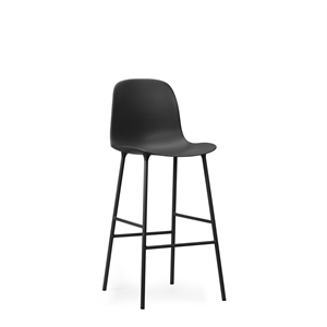 Sgabello da Bar Normann Copenhagen Form con Schienale H75 cm Nero/ Acciaio Nero