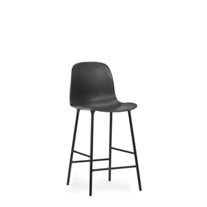 Sgabello da Bar Normann Copenhagen Form con Schienale H65 cm Nero/ Acciaio Nero