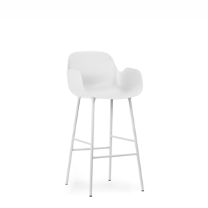 Normann Copenhagen Form Sgabello da Bar con Schienale e Braccioli H75 cm Bianco/ Acciaio Bianco