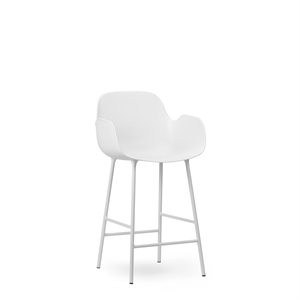 Normann Copenhagen Form Sgabello da Bar con Schienale e Braccioli H65 cm Bianco/ Acciaio Bianco