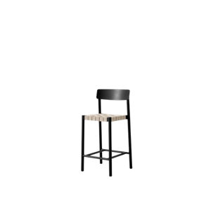 &Tradition Betty TK12 Sedia da Bar in Frassino Laccato Nero/vimini in Lino Naturale