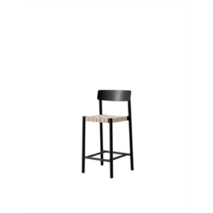 &Tradition Betty TK12 Sedia da bar in frassino laccato nero/vimini in lino naturale