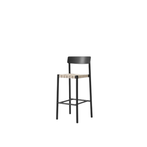 Sgabello da Bar Betty TK15 &Tradition in Frassino Laccato Nero/vimini di Lino Naturale