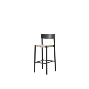 Sgabello da bar Betty TK15 &Tradition in frassino laccato nero/vimini di lino naturale