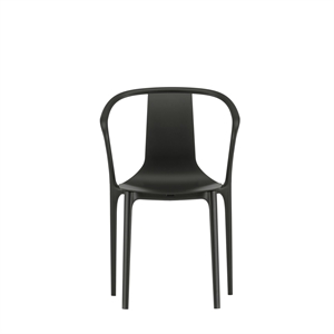 Sedia da esterno Vitra Belleville con braccioli e scocca in plastica Deep Nero