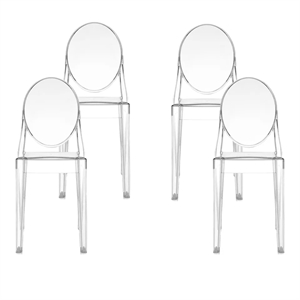 Kartell Victoria Ghost Set di 4 Sedie da Pranzo Cristallo