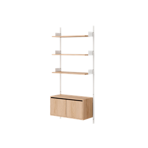 Libreria New Works Wall Shelf 1900 con ante in rovere basso