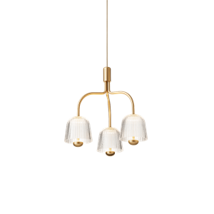 Nuura Asteea 3 Lampadario in Ottone Satinato/trasparente Trasparente