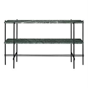 Consolle Gubi TS 120x72 Con 2 Ripiani Marmo Nero/ Verde Guatemala