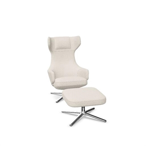 Poltrona Vitra Grand Repos con Poggiapiedi Nubia Ivory/Pearl/ Cromo