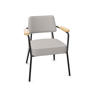 Vitra Fauteuil Dining Chair Twill Grigio Chiaro/Rovere Naturale/ Nero