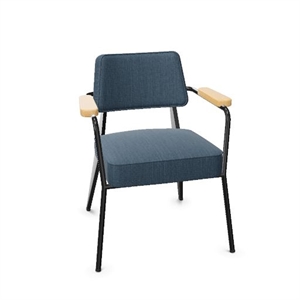 Vitra Fauteuil Dining Chair Tress Steel Blue Melange/Natural Oak/Deep Nero
