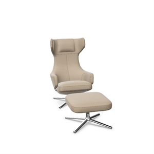 Poltrona Vitra Grand Repos con Poggiapiedi Sabbia scura/Cromo