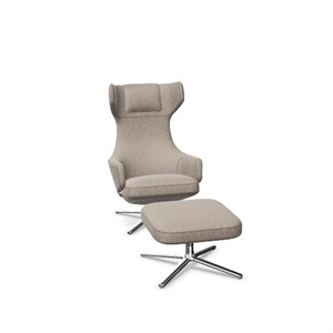 Poltrona Vitra Grand Repos con Poggiapiedi Cosy 2 Fossil/ Cromo
