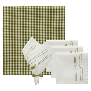 Decotique La Tavola & Oliva Set da Tè 4 Tovaglioli + 1 Tovaglia Oliva/ Verde