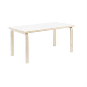 artek Aalto 80A Tavolo Rettangolare Betulla/ Laminato Bianco