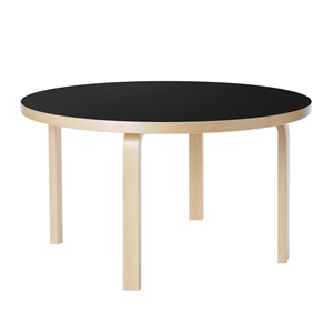 artek Aalto 90A Tavolo Rotondo 60 cm Betulla/ Linoleum Nero