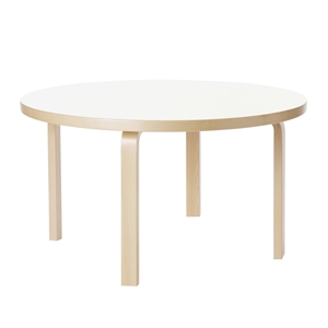 artek Aalto 90A Tavolo Rotondo 60 cm Betulla/ Laminato Bianco