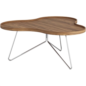 Tavolino da Caffè Swedese Flower Mono 90x39 cm , Cromo/ Noce