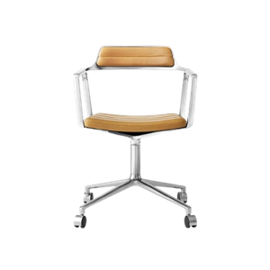 Sedia girevole Vipp 452 con ruote cammello/pelle