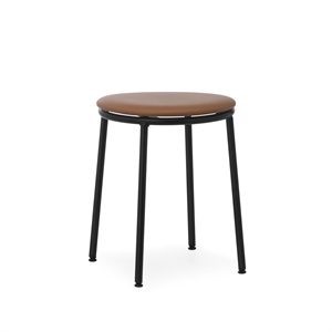 Normann Copenhagen Circa Sgabello Imbottito in Nero/ Pelle Brandy 41574