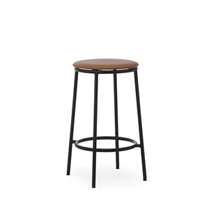 Normann Copenhagen Circa Sgabello da Bar H65 Rivestito in Nero/ Pelle Brandy 41574