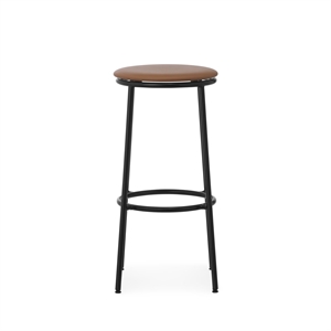 Normann Copenhagen Circa Sgabello da Bar H75 Rivestito in Nero/ Pelle Brandy 41574