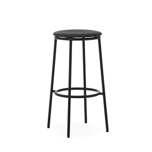 Normann Copenhagen Circa Sgabello da Bar H75 Rivestito in Nero/ Pelle Nero 41599