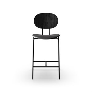 Sibast Furniture Sgabello da bar Piet Hein Nero in rovere Nero e pelle Nero