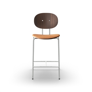 Sibast Furniture Piet Hein Sgabello da bar Cromo Noce e Pelle Cognac