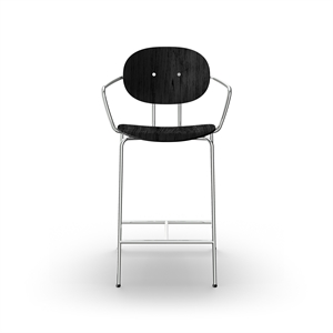 Sibast Furniture Piet Hein Cromo da bar Cromo con braccioli Rovere Nero