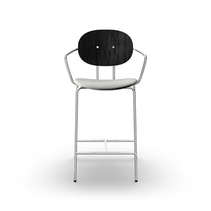 Sibast Furniture Sgabello da Bar Piet Hein Cromo con Braccioli Rovere Nero e Remix 123