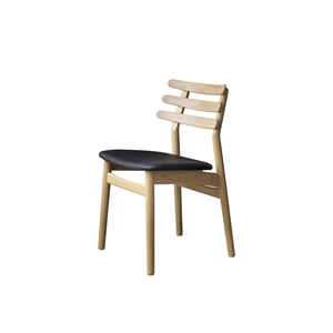 Sedia da Pranzo FDB Møbler J48 Rovere Laccato/pelle Nero