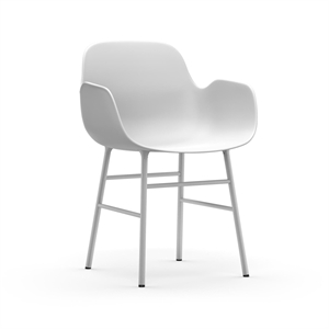 Normann Copenhagen Form Sedia da Pranzo con Braccioli Bianco/ Acciaio Bianco