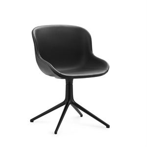 Normann Copenhagen Hyg Sedia Girevole Imbottita Alluminio Nero/Pelle Nero in 41599