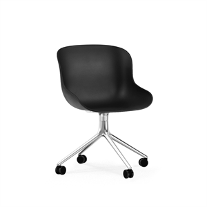 Normann Copenhagen Hyg Sedia Girevole con Ruote Alluminio/ Nero