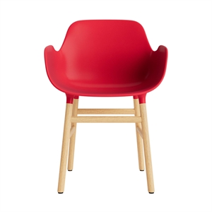 Normann Copenhagen Form Sedia da Pranzo con Braccioli Rosso Brillante/quercia